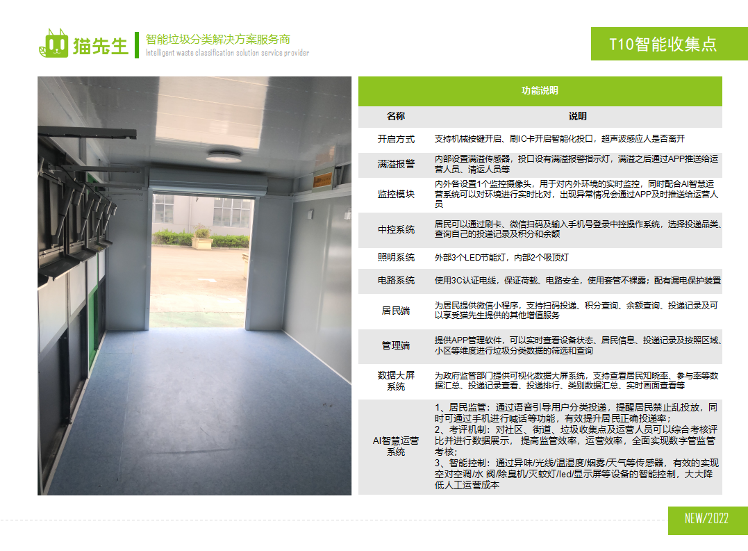 貓先生智能垃圾分類房，定時(shí)定點(diǎn)垃圾收集站 ，垃圾房功能說明